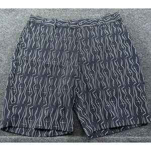 Extracurricular Golf Shorts 34 Blue Flat Front 8" Blue Female Silhouette AOP EUC